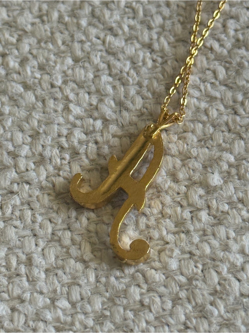 Gold Rhinestone Script A Initial Pendant Necklace - Picture 5 of 5